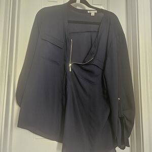 Cato Navy Blazer with Zipper Detail